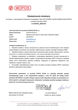 Oświadczenie dostawcy (GPSR) 2023/988