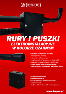 Rury, listwy i puszki elektroinstalacyjne w kolorze czarnym